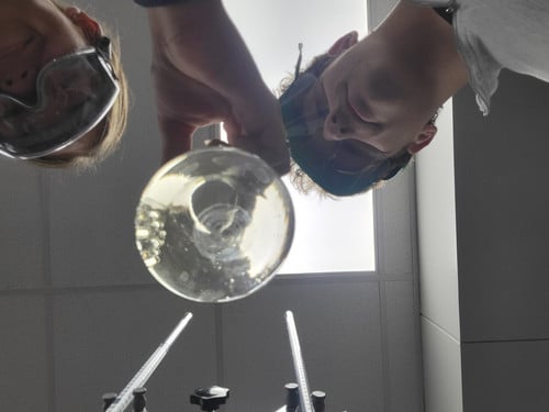 Students from the Advanced Chemistry class taught by Mr. De Vos practiced Acid/Base titration work